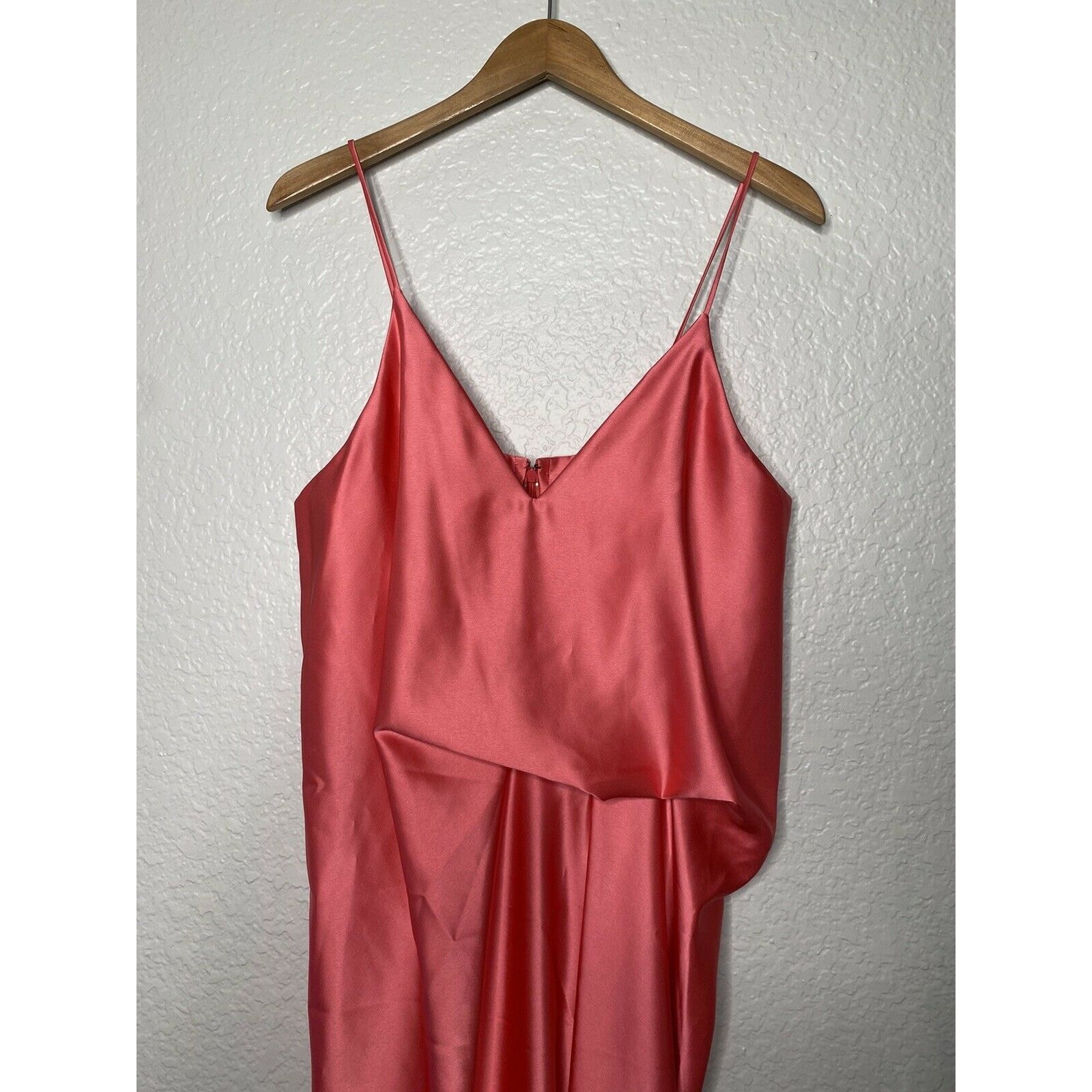 NEW Cedric Charlier Satin Pink Draped Midi Dress $520 US 12 IT 46