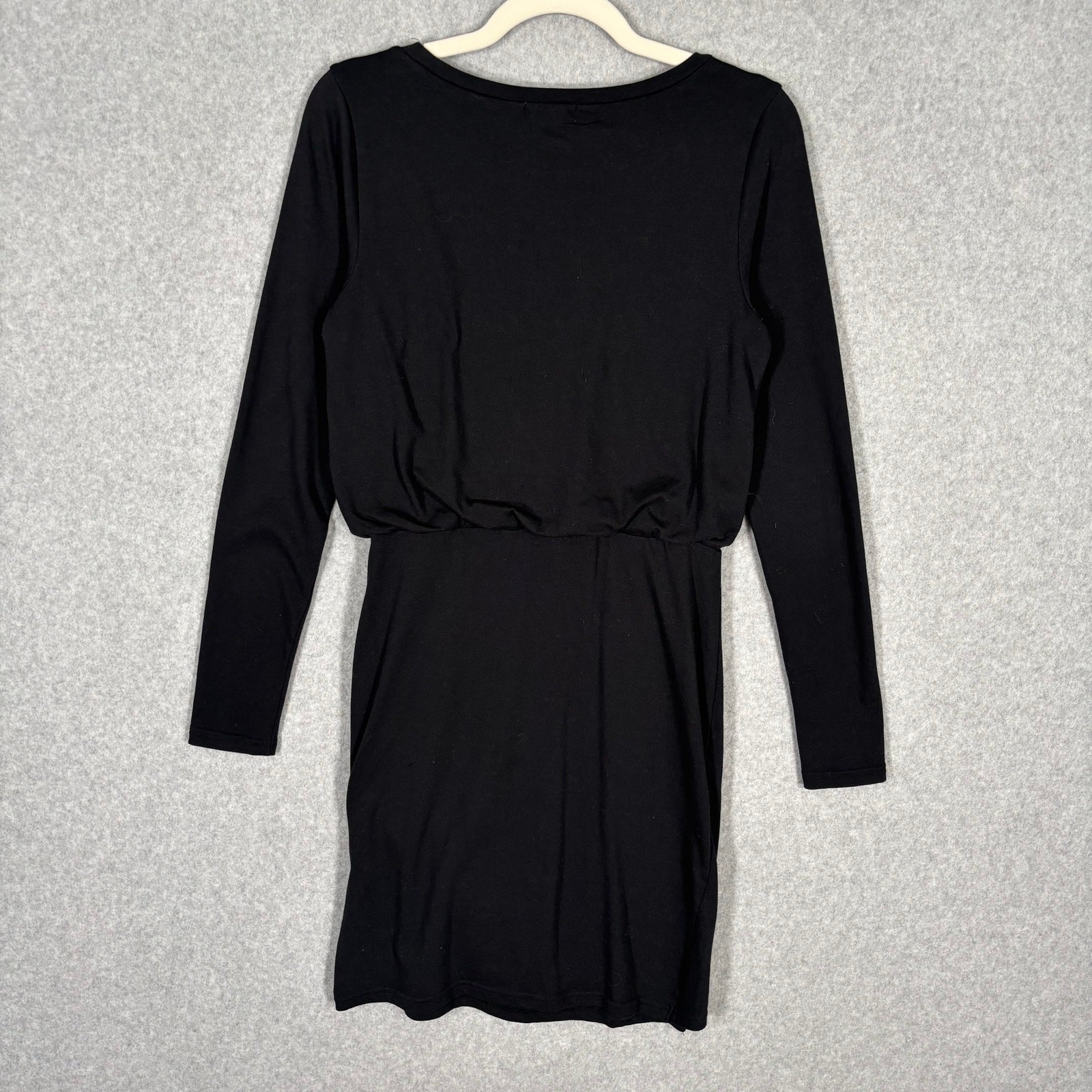 Leith Dress Small Knee Ruched Wrap Jersey Stretch Quiet Comfort Capsule Minimal