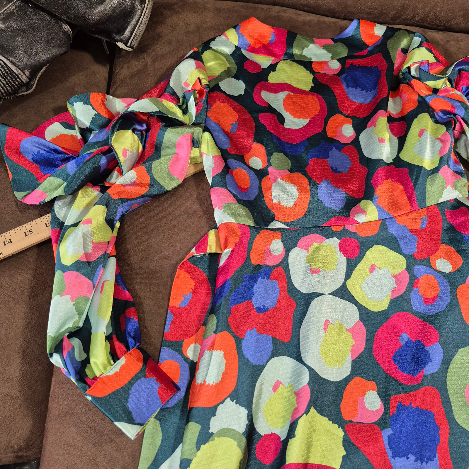 EMILY MCCARTHY MAXI DRESS MULTI COLOR FLORAL GEOMETRIC 52″ TOTAL LENGTH XS