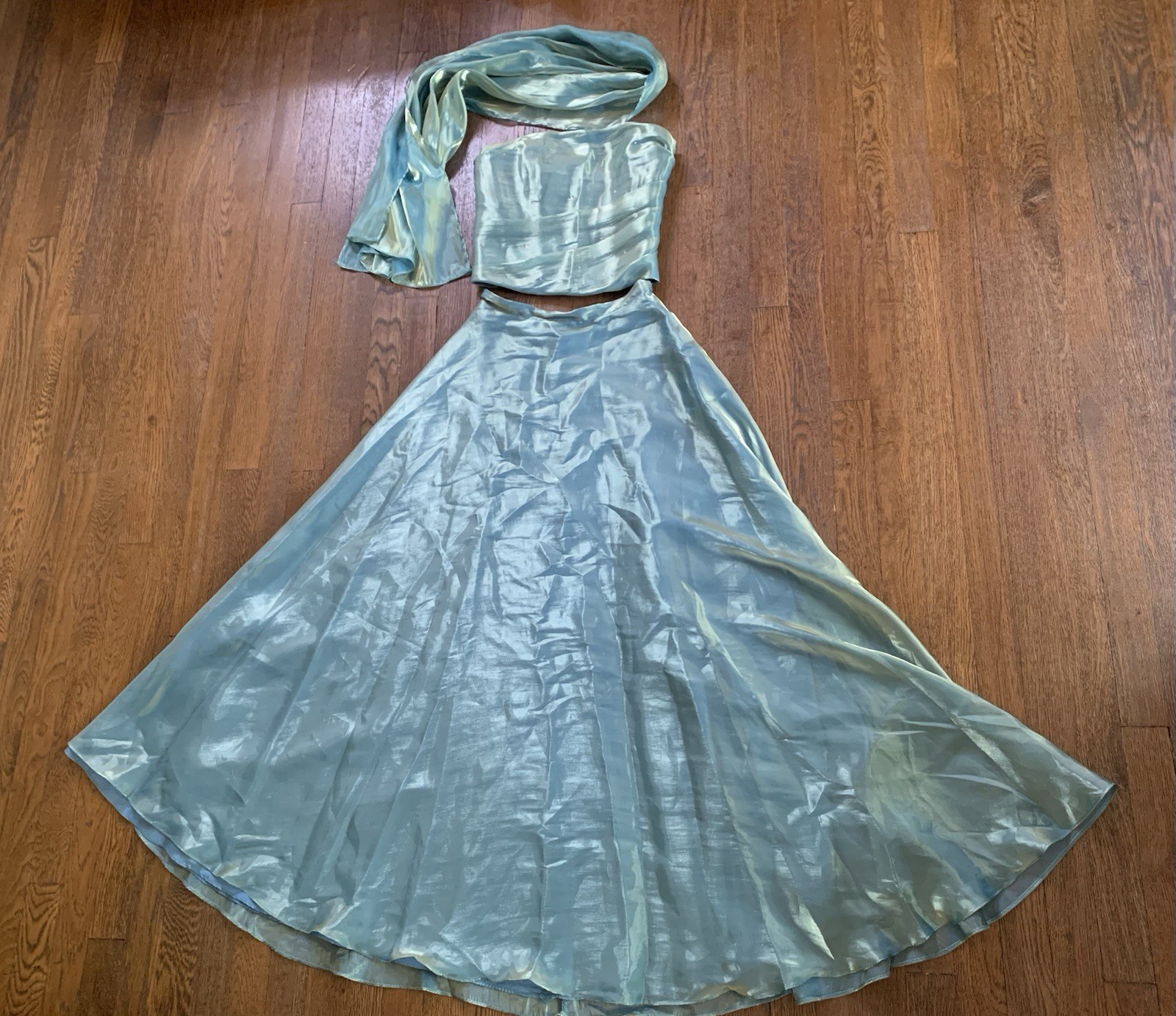 Vintage Y2K ASPEED 3 Piece Irredescent Corset Skirt Gown Womens S Mermaid Fairy