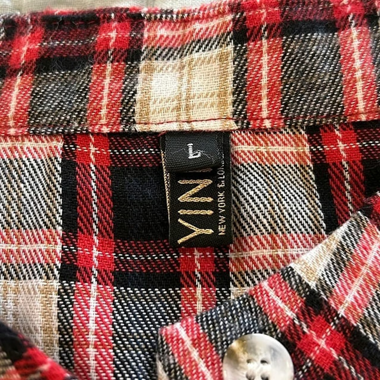 Flannel Empire Waist Button Down Dress size L