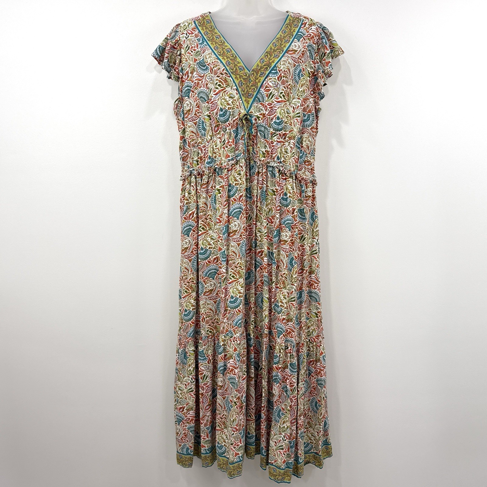 Lea Maxi Dress Women’s 2X Floral Cottagecore Peasant Prairie Comfort Beachy