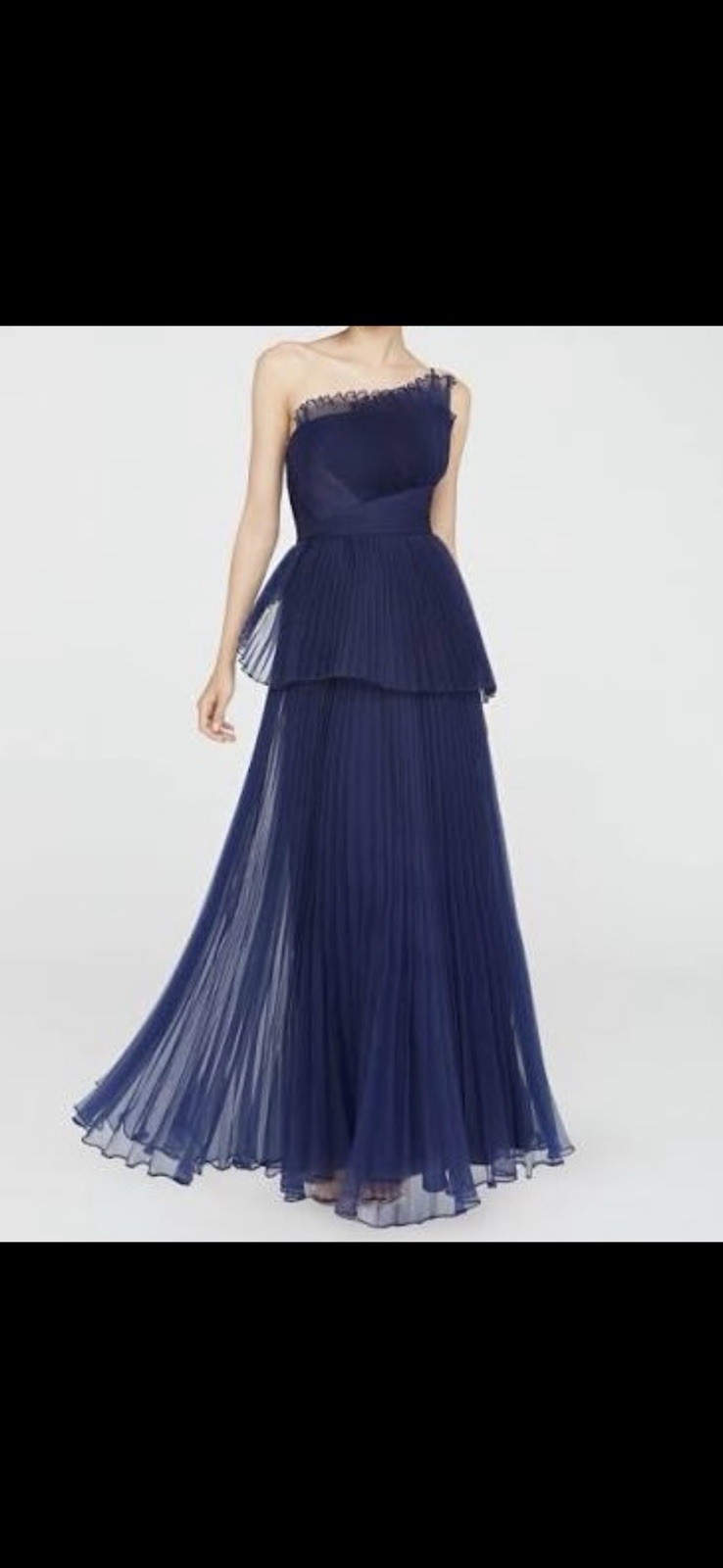 Theia Women’s Blue Delphine Pleated Organza A-Line Gown Size 6