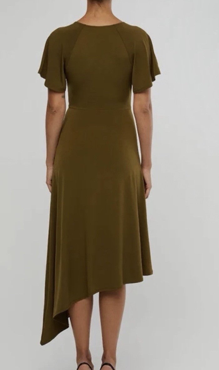 WeWoreWhat Cutout Asymmetrical Green Stretch Flower Midi Dress Womens Size M NWT
