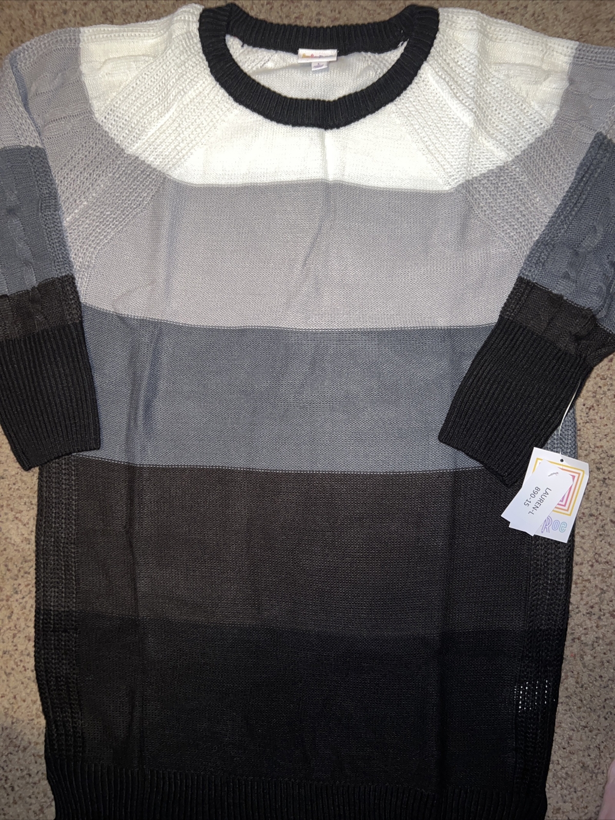 NWT White Black Gray Stripe LuLaRoe LAUREN SWEATER Dress 2XL 22/24 20 XXL 🦄
