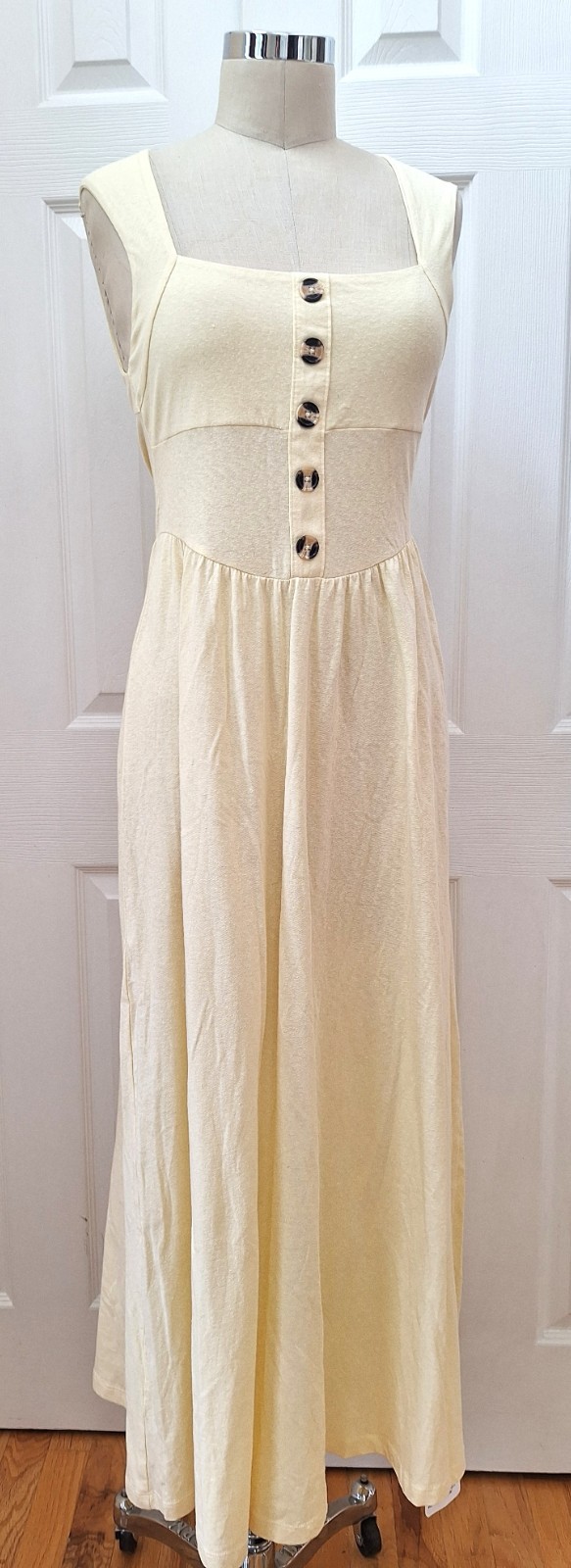 ASOS Design 100% Cotton Midi Dress Button Front Pale Yellow Size: 6 NWT