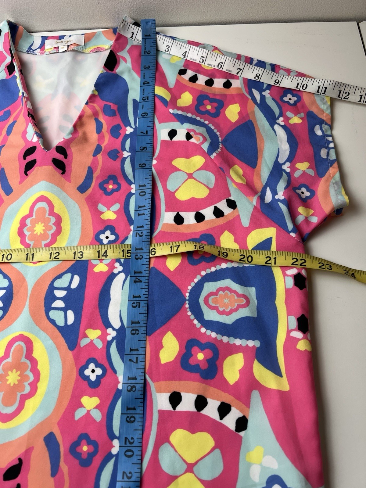 Britt Ryan Bohemian Print Pockets Polyester Mini Shift Dress Size Med
