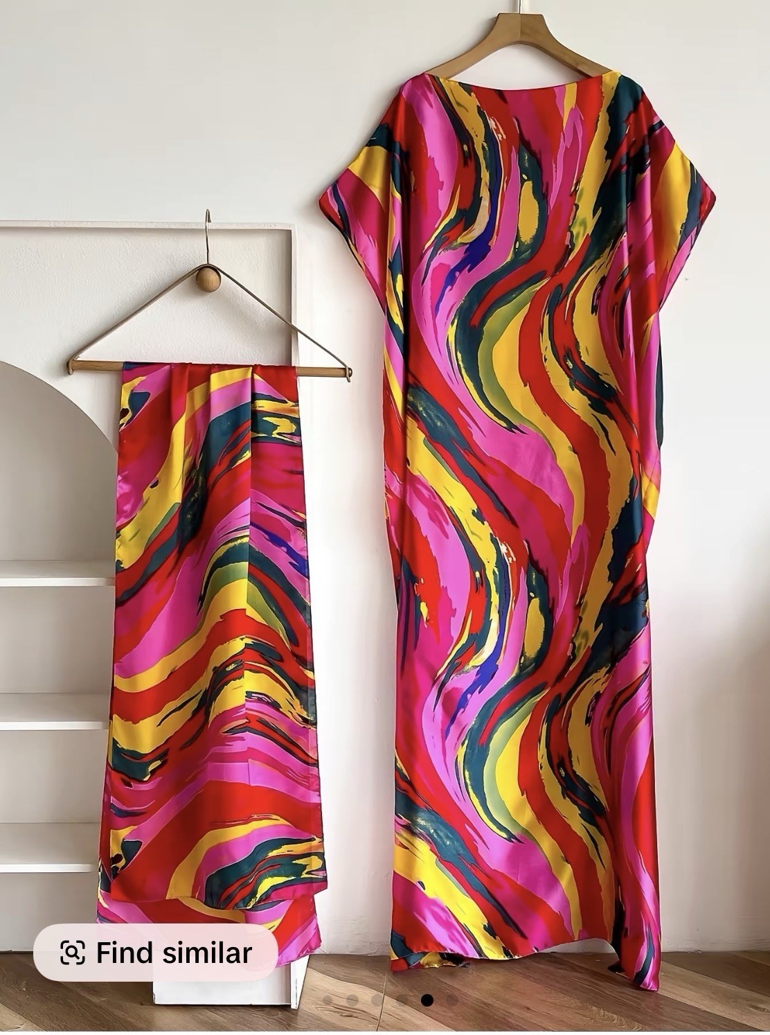 Caftan Dress One Size with Vibrant Colors One Size Fits Most Mumu W Scarf Silky!