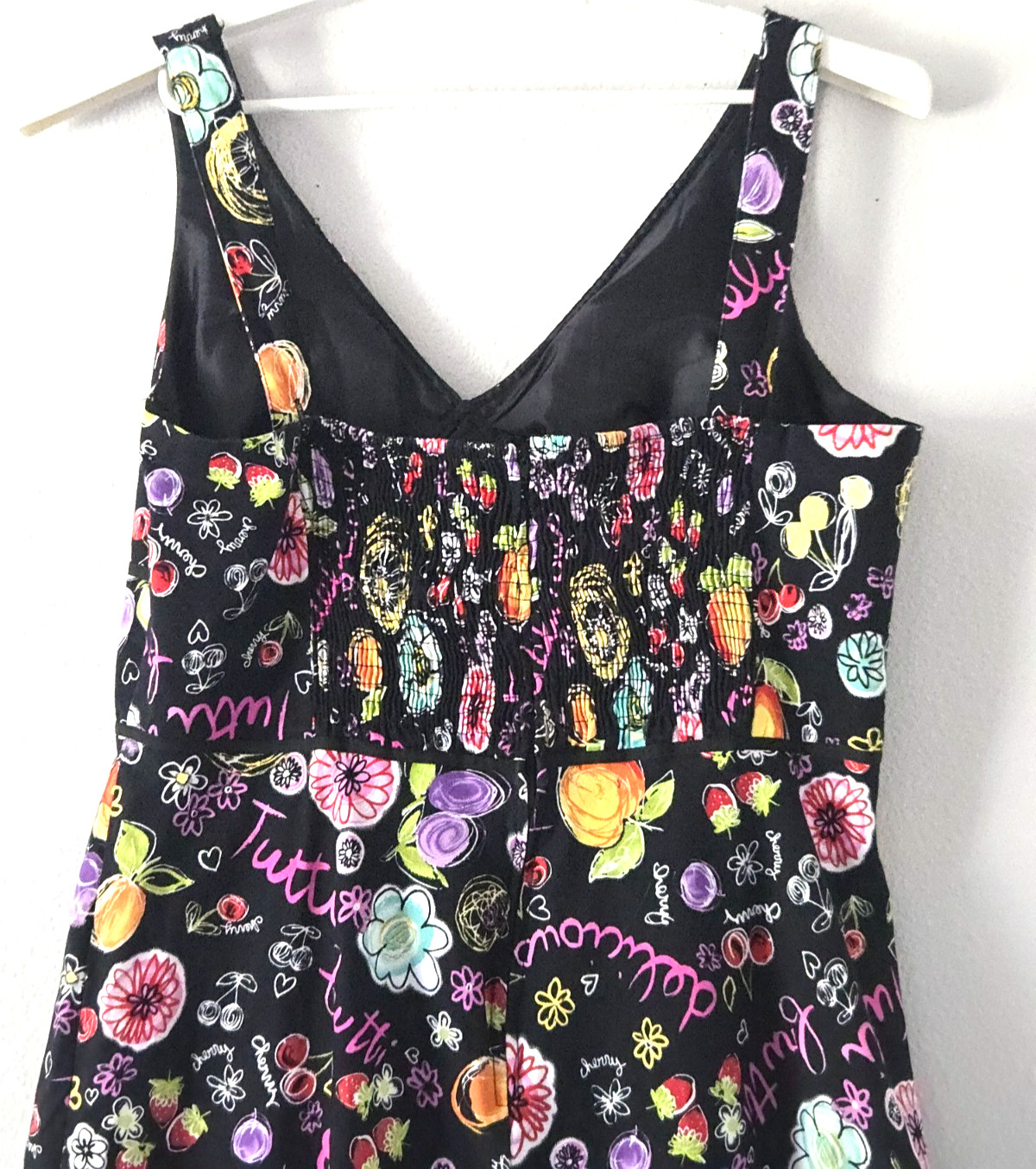 Karin Stevens Fruit Floral Print Dress Womens 16 Cotton Fit Flare Adjust. Straps