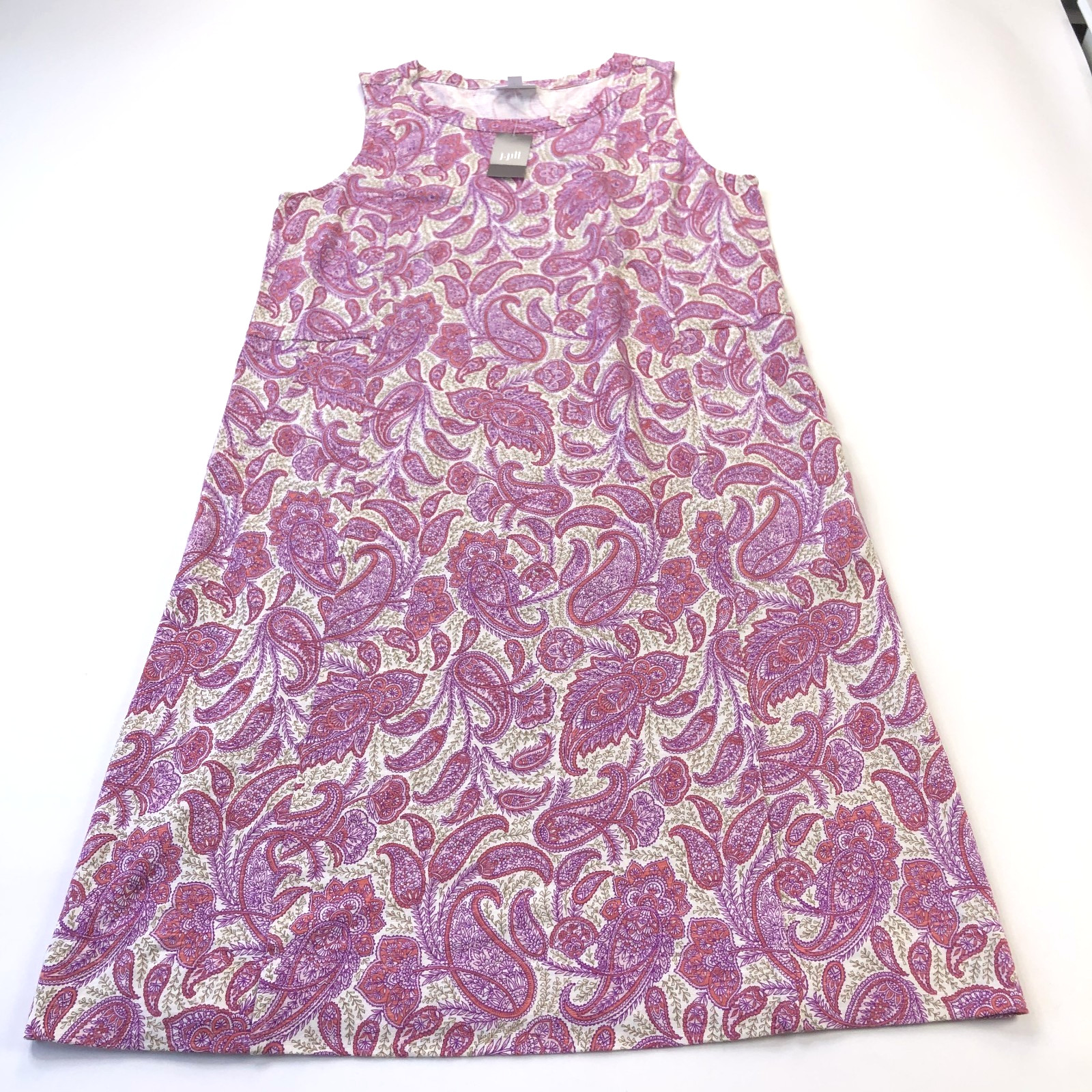 J. Jill NEW Medium TALL Tencel Modal Paisley Midi Below Knee Shift Dress Pink