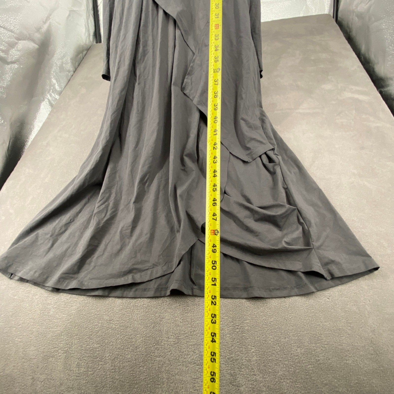 Modesees Charcoal Grey Asymmetrical Draped Maxi Dress Turtleneck Pockets XXL