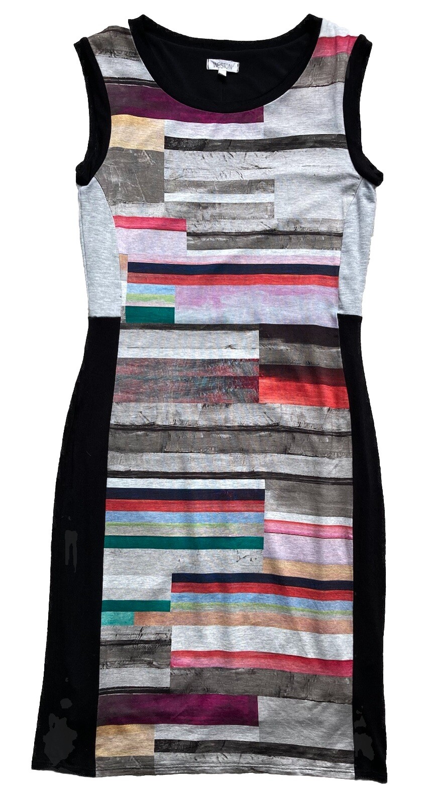Bodycon Tank Sheath Dress Size Medium Color Block Career Business Party Lined