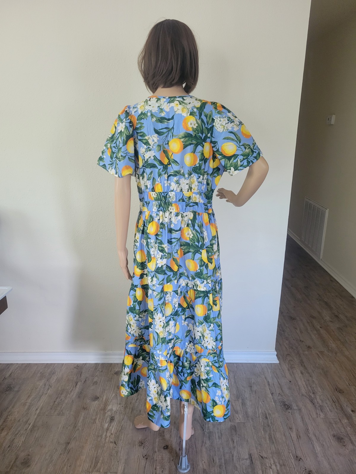 Anthropologie Somerset Lemon Print Womens Maxi Dress Medium Boho Resort Summer