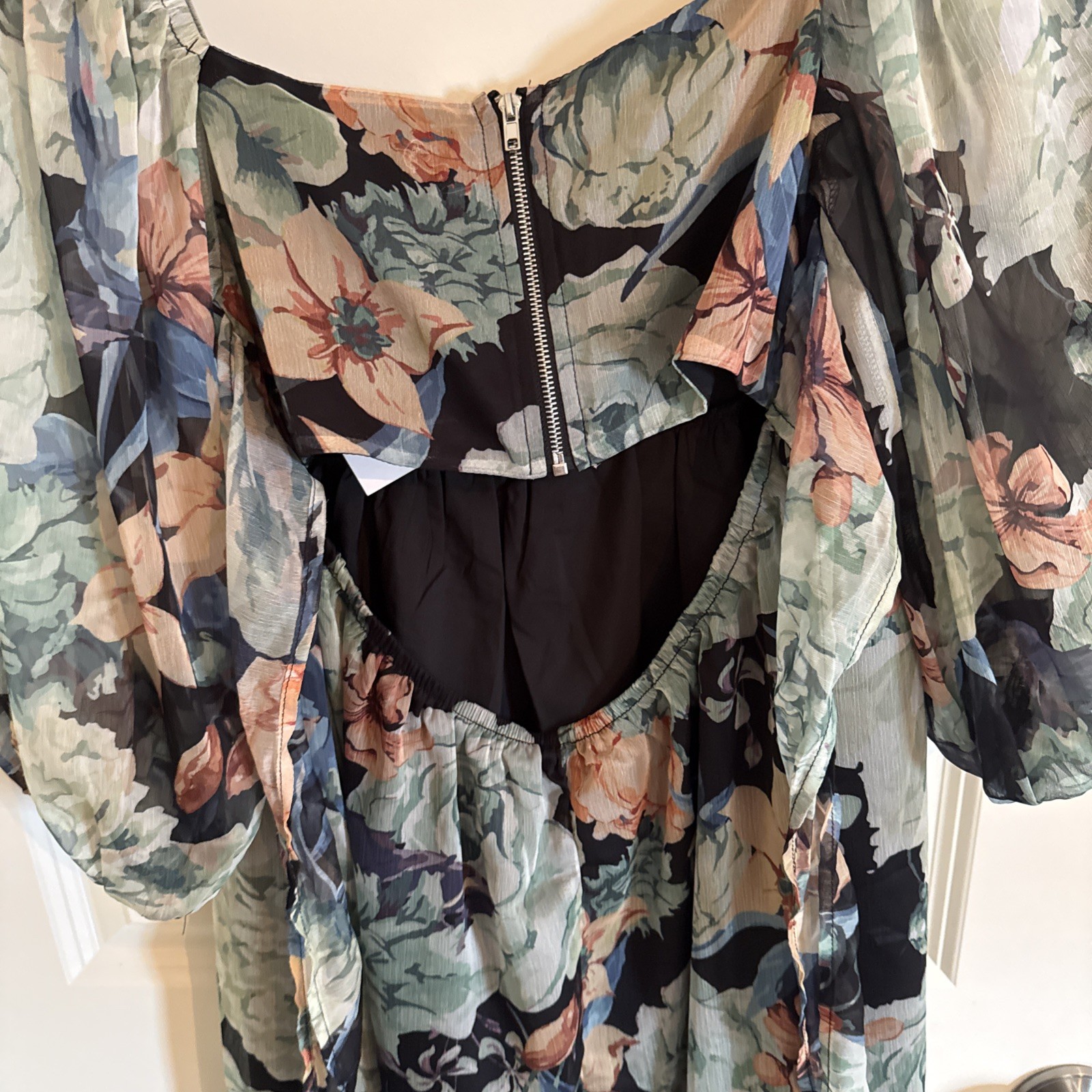 Promesa Blooming Belle Small Floral Chiffon Babydoll Mini Dress Midnight NWT