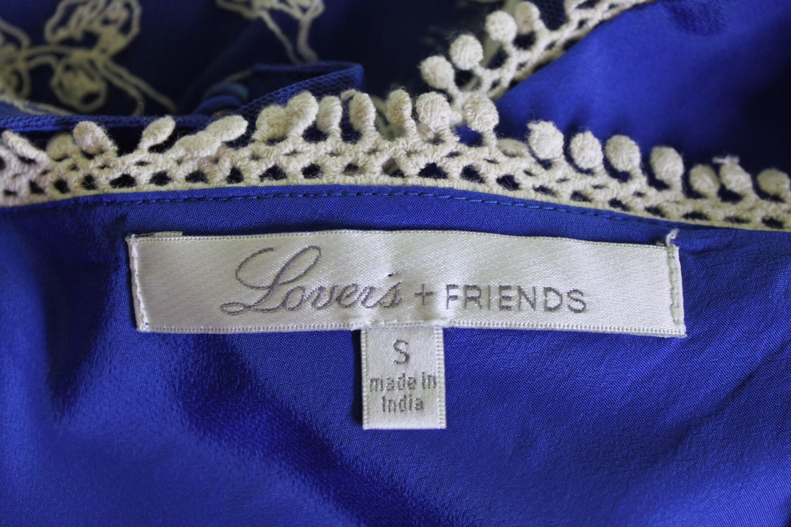 Lovers + Friends Blue Embroidered Trapeze Mini Swing Dress Small