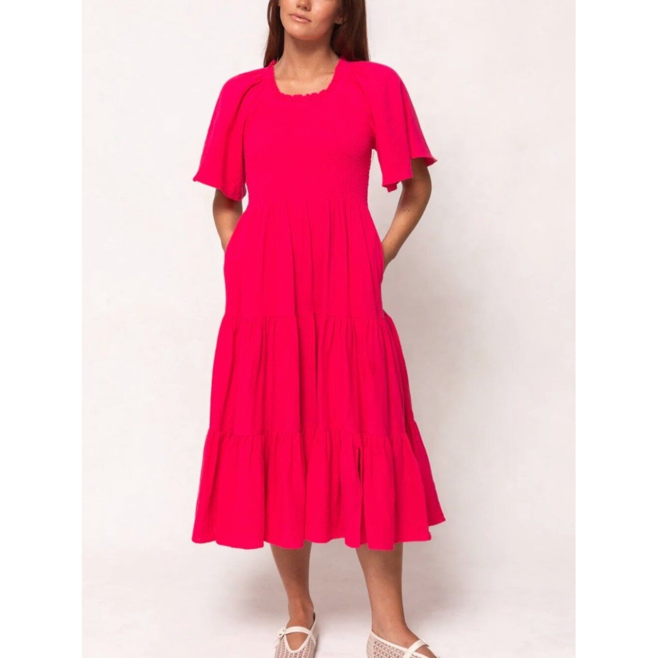 IVY CITY CO New Jovie Midi Dress in Hot Pink size medium