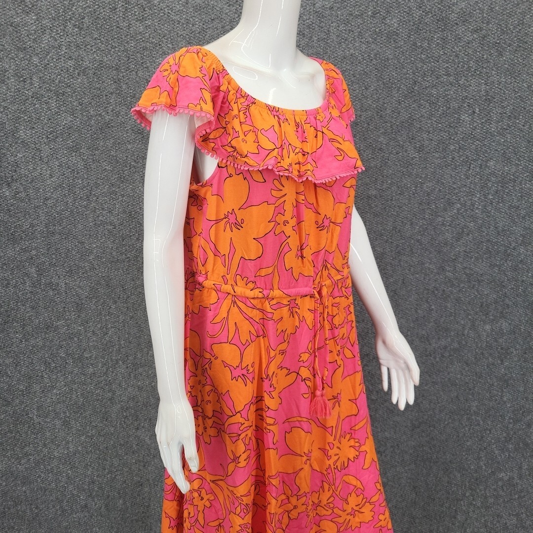 Isaac Mizrahi Live Allover Printed Modern Dress Petite Large Sz Pink Trendy Top