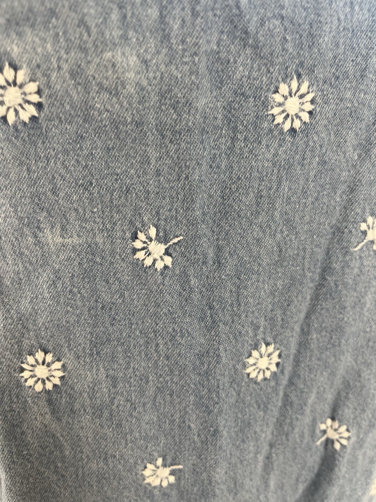 90s Sheath Mini Dress Size 6 Denim Daisy Embroidery Cottagecore Coquette Vintage