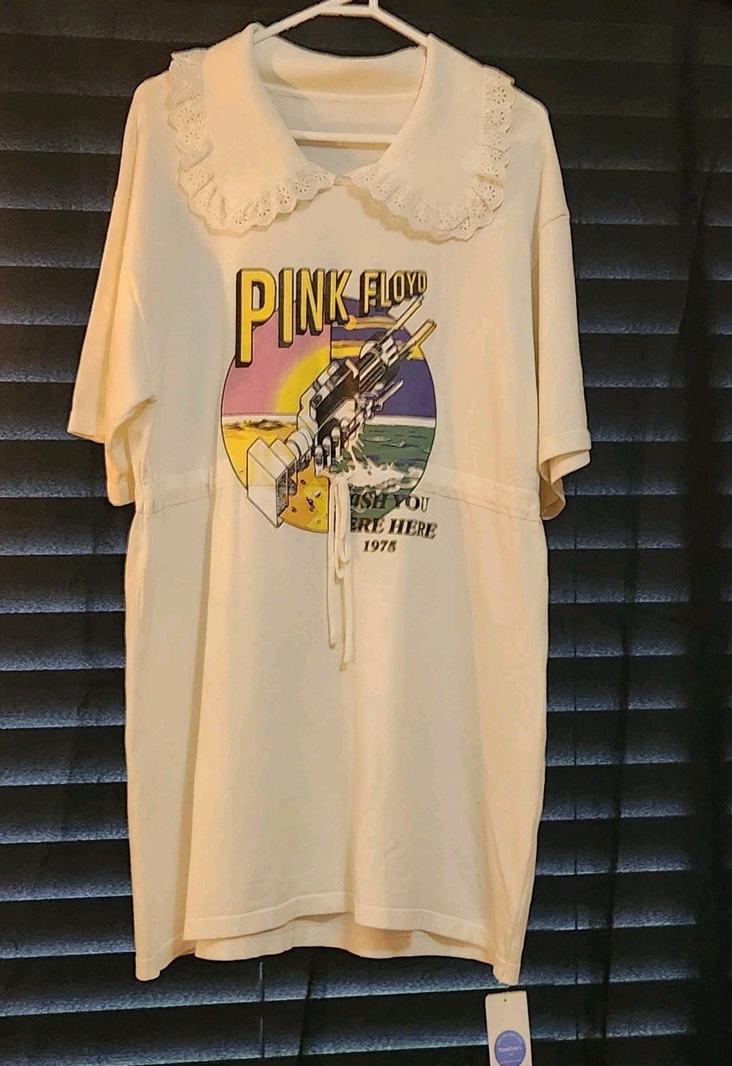 Pink Floyd Graphic Dress TomoTom’s Lace Collar K-Fashion Oversized Tee Dress NWT