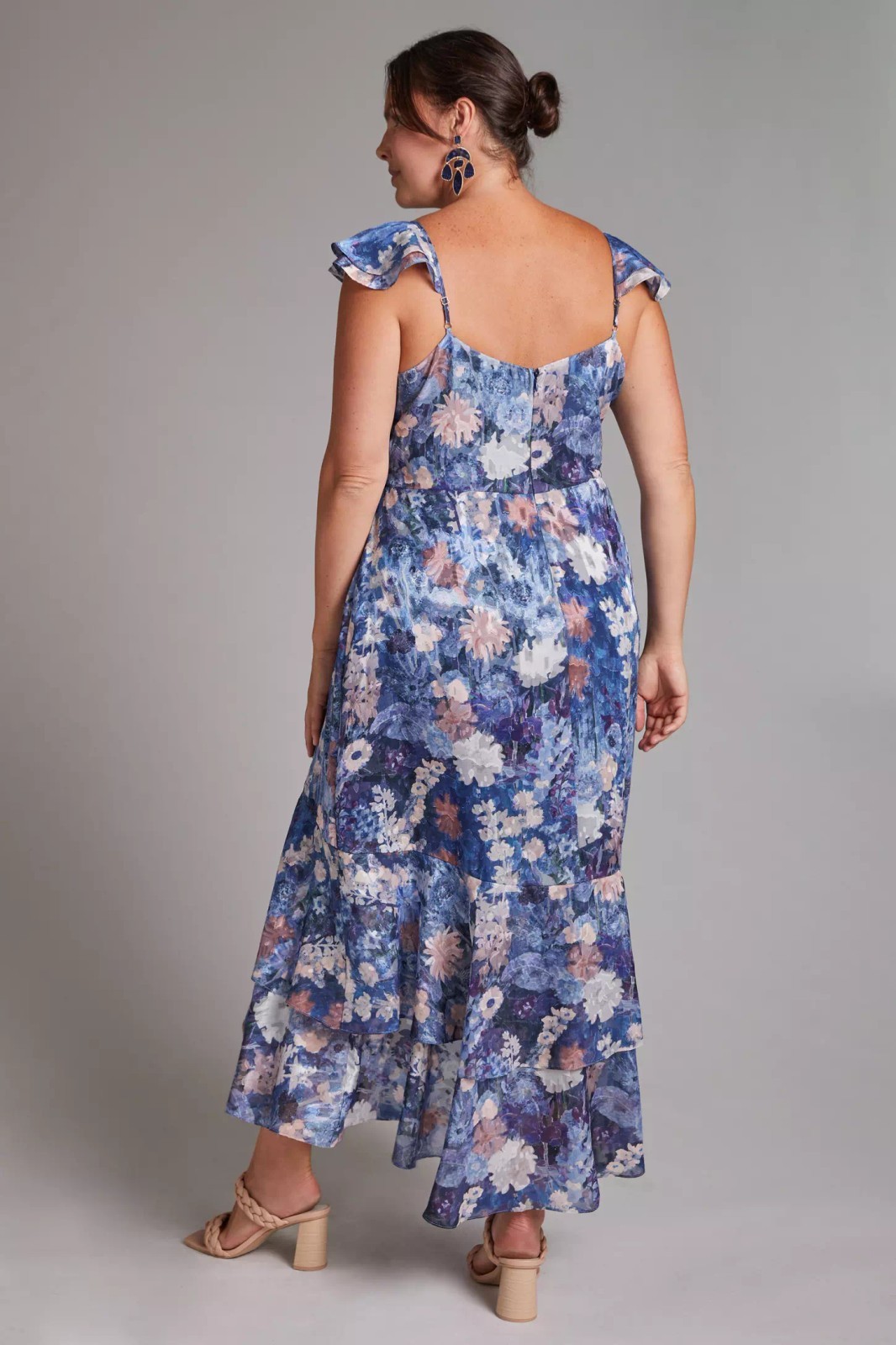NWT- Retail $230- Hutch Anthropologie Floral Blue Ruffle Midi Dress Wedding 20W