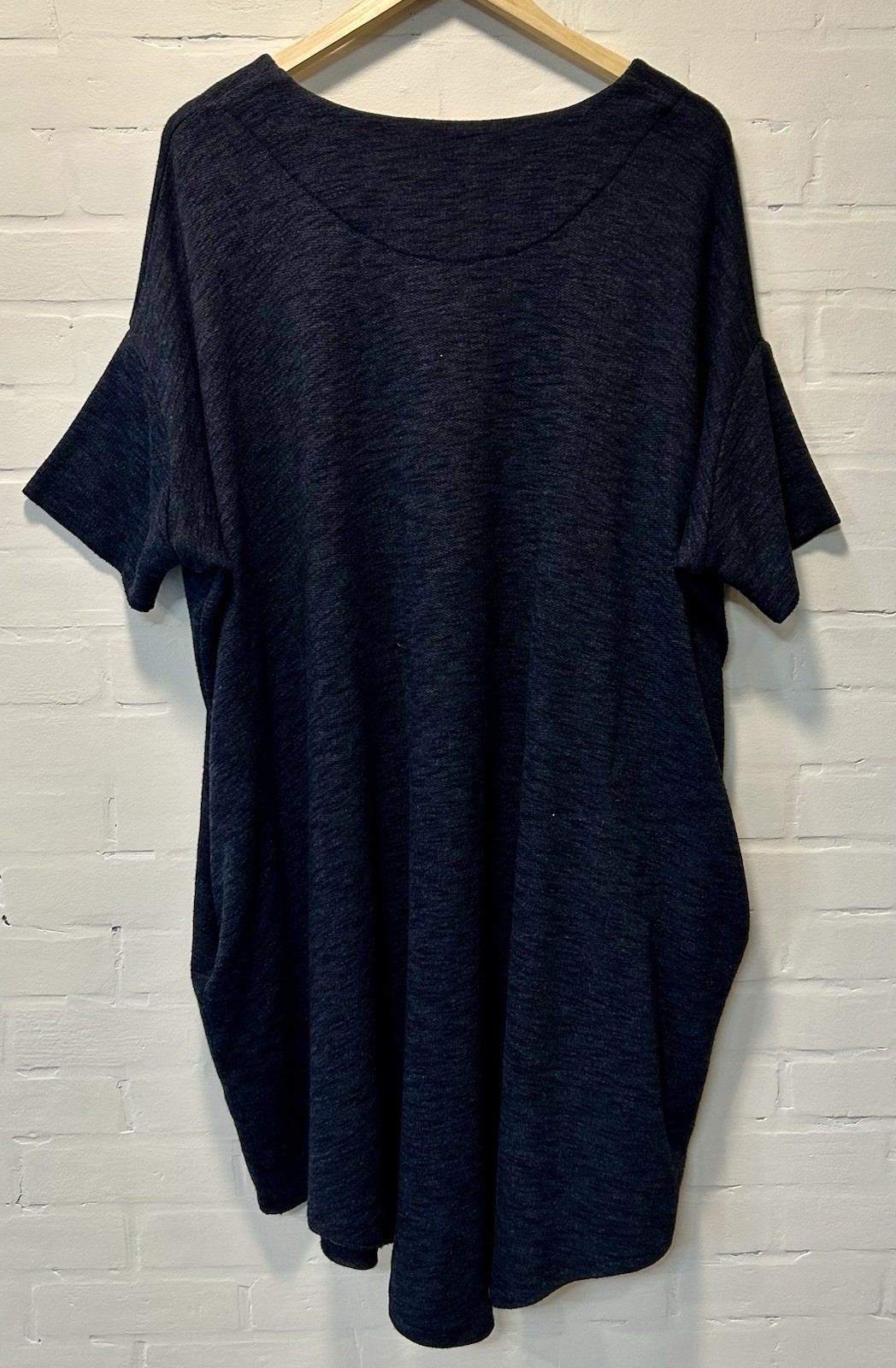 GERSHON BRAM Charcoal Gray Cocoon Tunic Dress Lagenlook Modernist Slow Fashion M