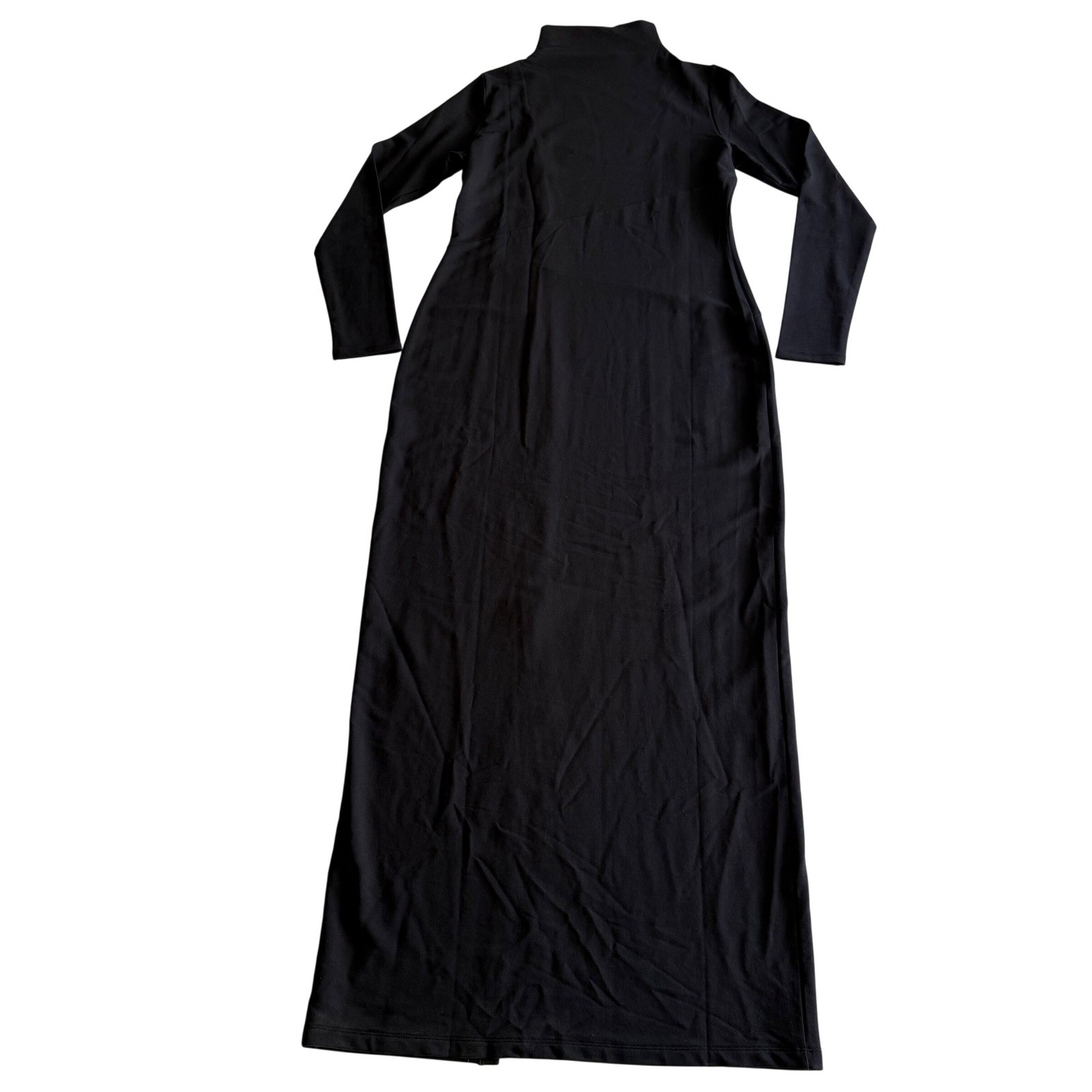Marcella Lorimer Light French Terry Black Mockneck Cutout Maxi Dress XL