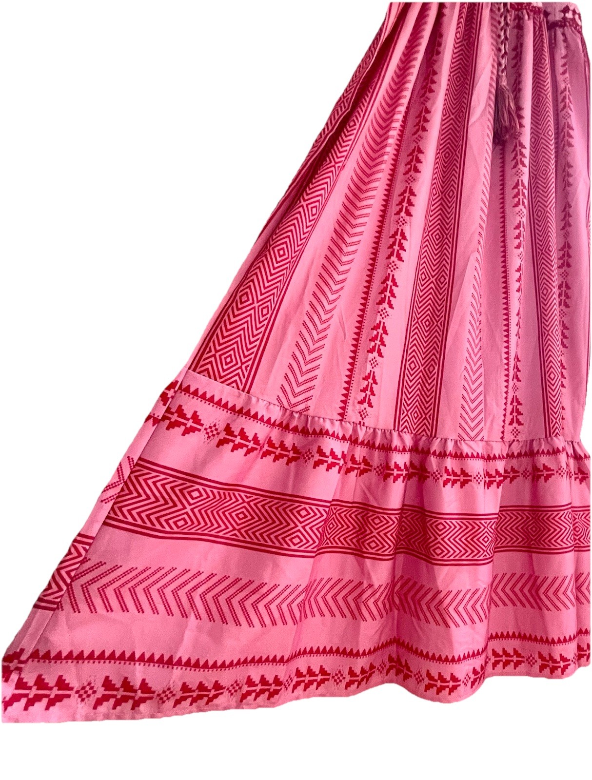 Women Sz L Boho Maxi Dress Crochet Patchwork Sleeveless Long Flowy Swing Dress