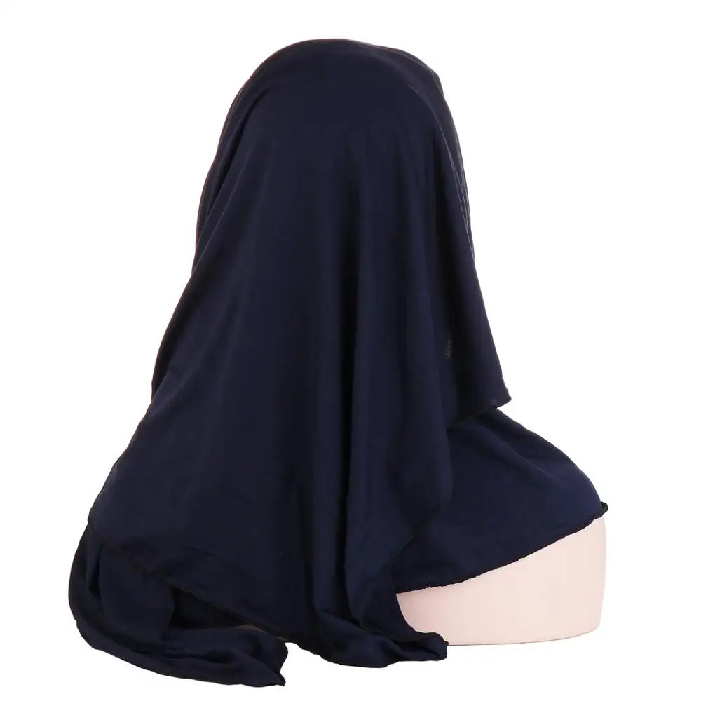 2019 Muslim Cotton Scarf Plain Hijabs With Bead Shawls And Wraps Femme Musulman