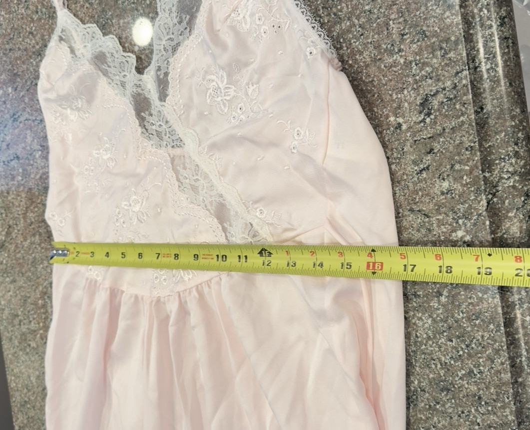 Vintage Miss Dior Slip Dress pink Polyester Embroid Lace USA Gown Lingerie S