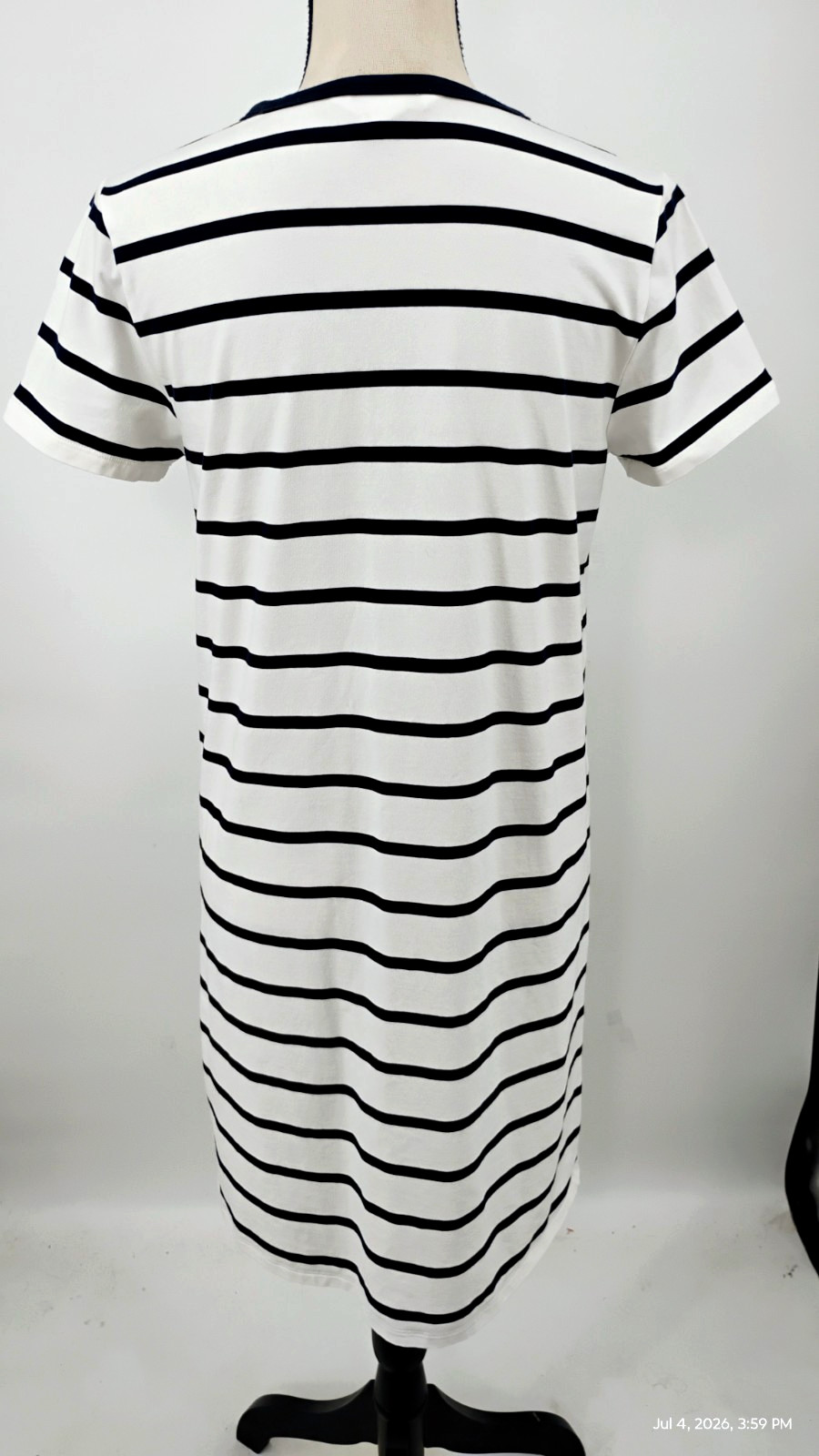 NEW Athleta Essential Tee Dress Winona Navy Stripe Stretch Size Small