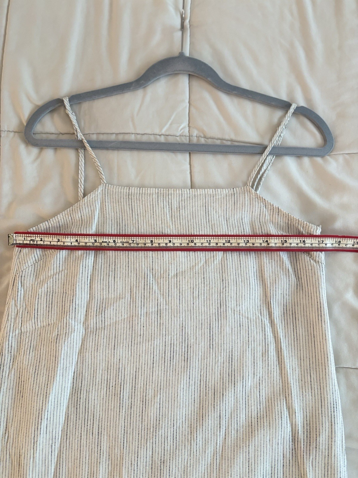 MOD REF SIZE SMALL WOMEN IVORY PINSTRIPED SHEER BOTTOM STRAPPY SUMMER DRESS