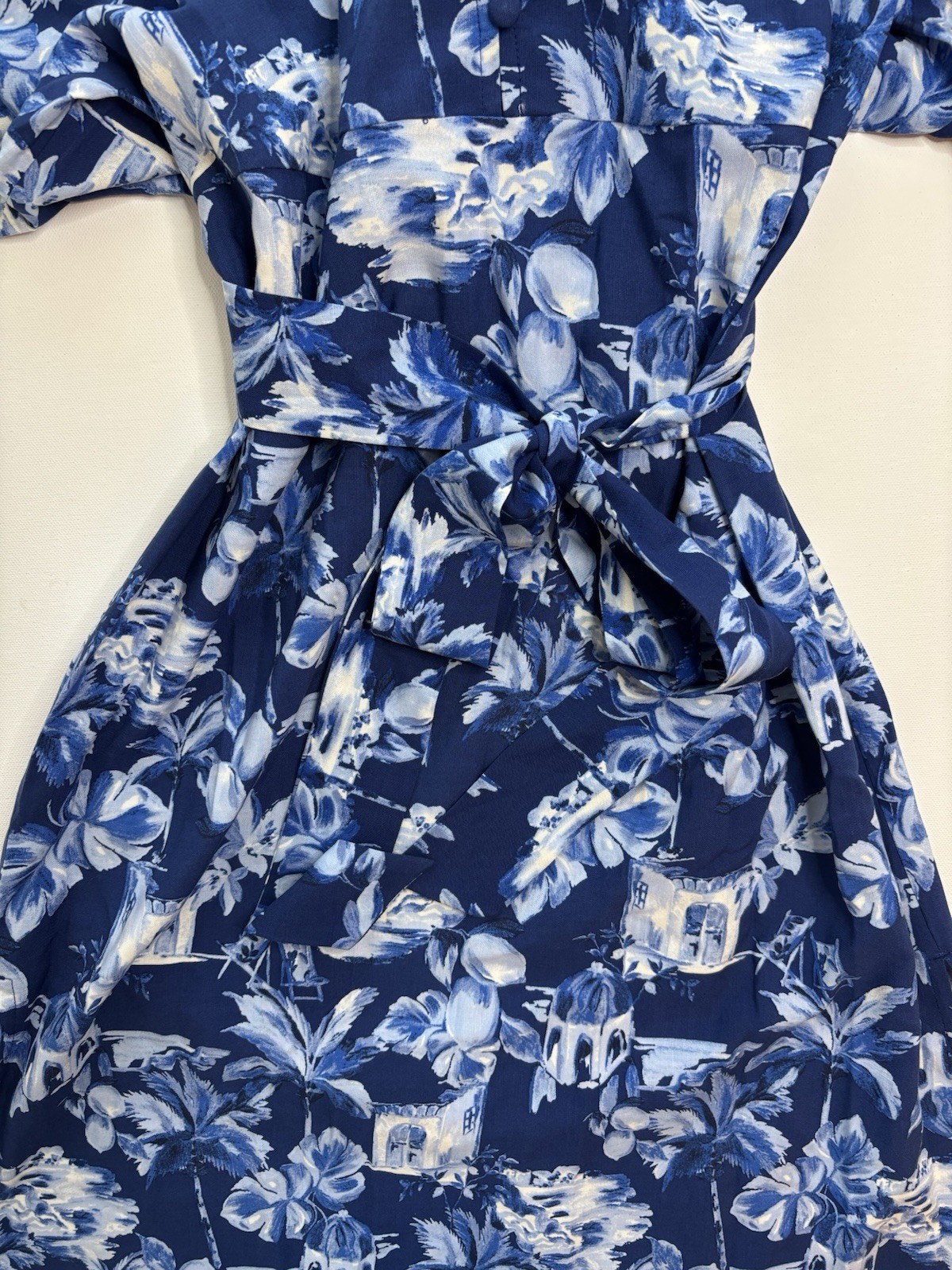 Petities LOFT Corfu Weekend Puff Sleeve Midi Dress Fine Sapphire XXS Vacation