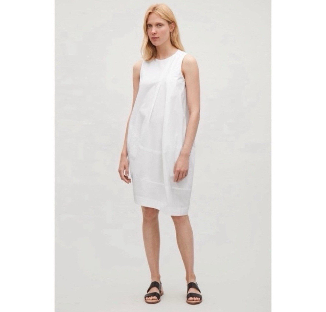 COS Voluminous Poplin Sleeveless Dress in White – EU 32