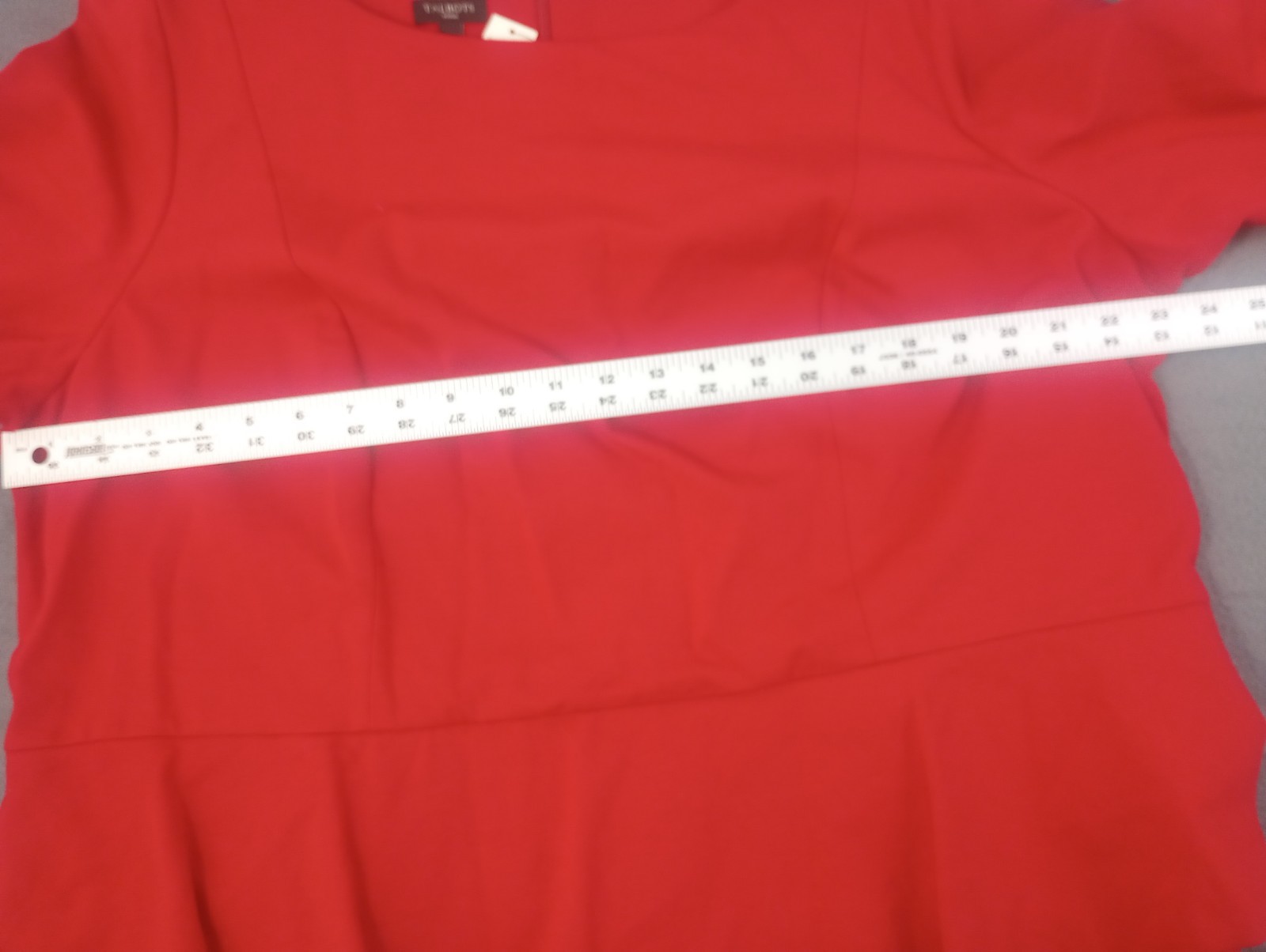 Talbots 18W Red Fitted Ponte Stretch Peplum 3/4 Sleeve Statement Holiday Classic