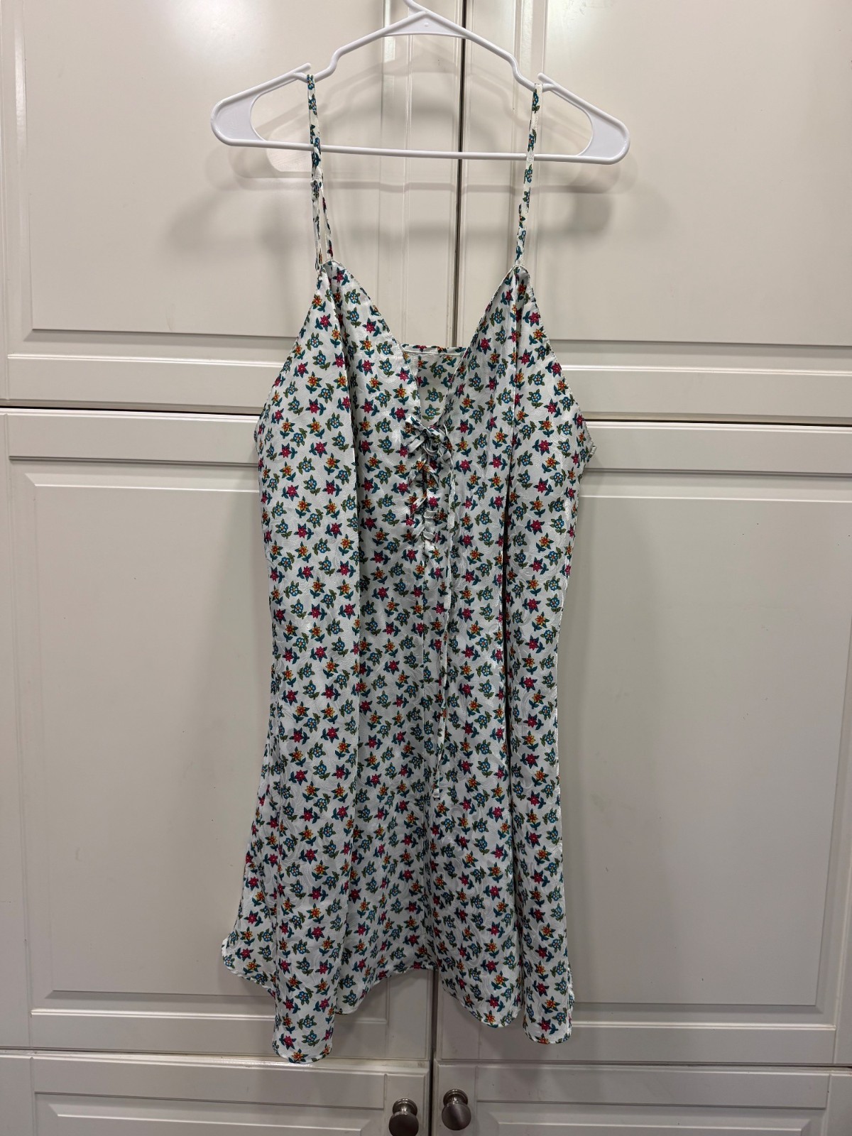 Floral Print Tie-Front Spaghetti Strap Summer Dress Multicolor