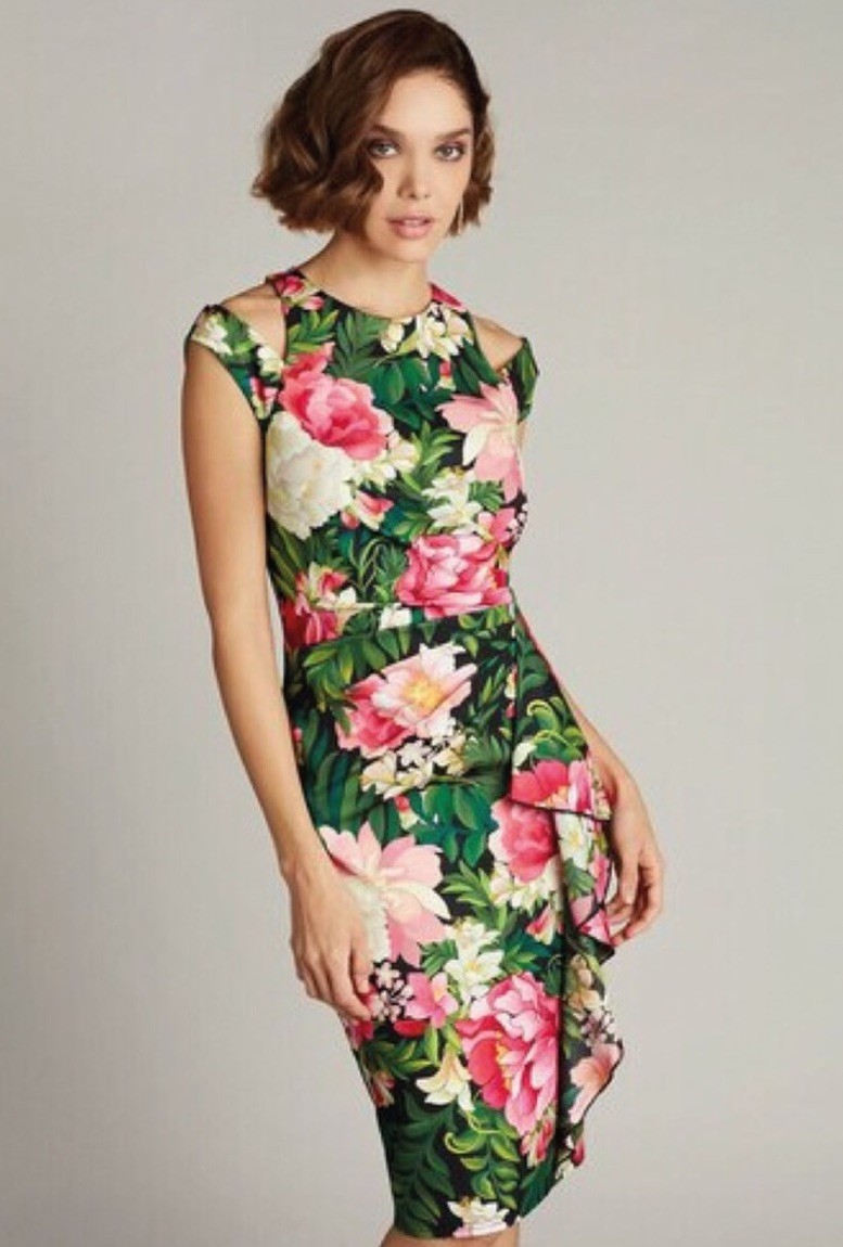 Tadashi Shoji Floral In Bloom Cocktail Dress M