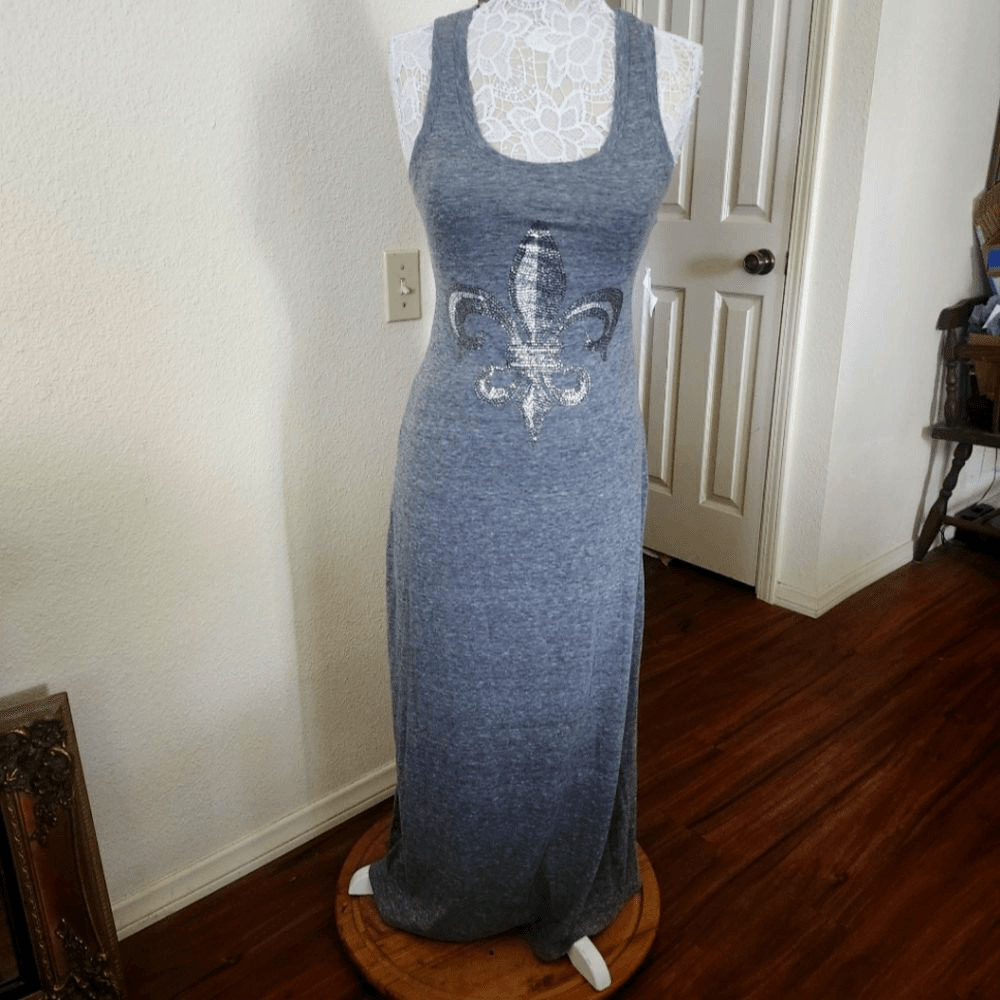 Opium Society Fleur De Lis Rhinestone Embellished Maxi Bodycon Dress New Size S