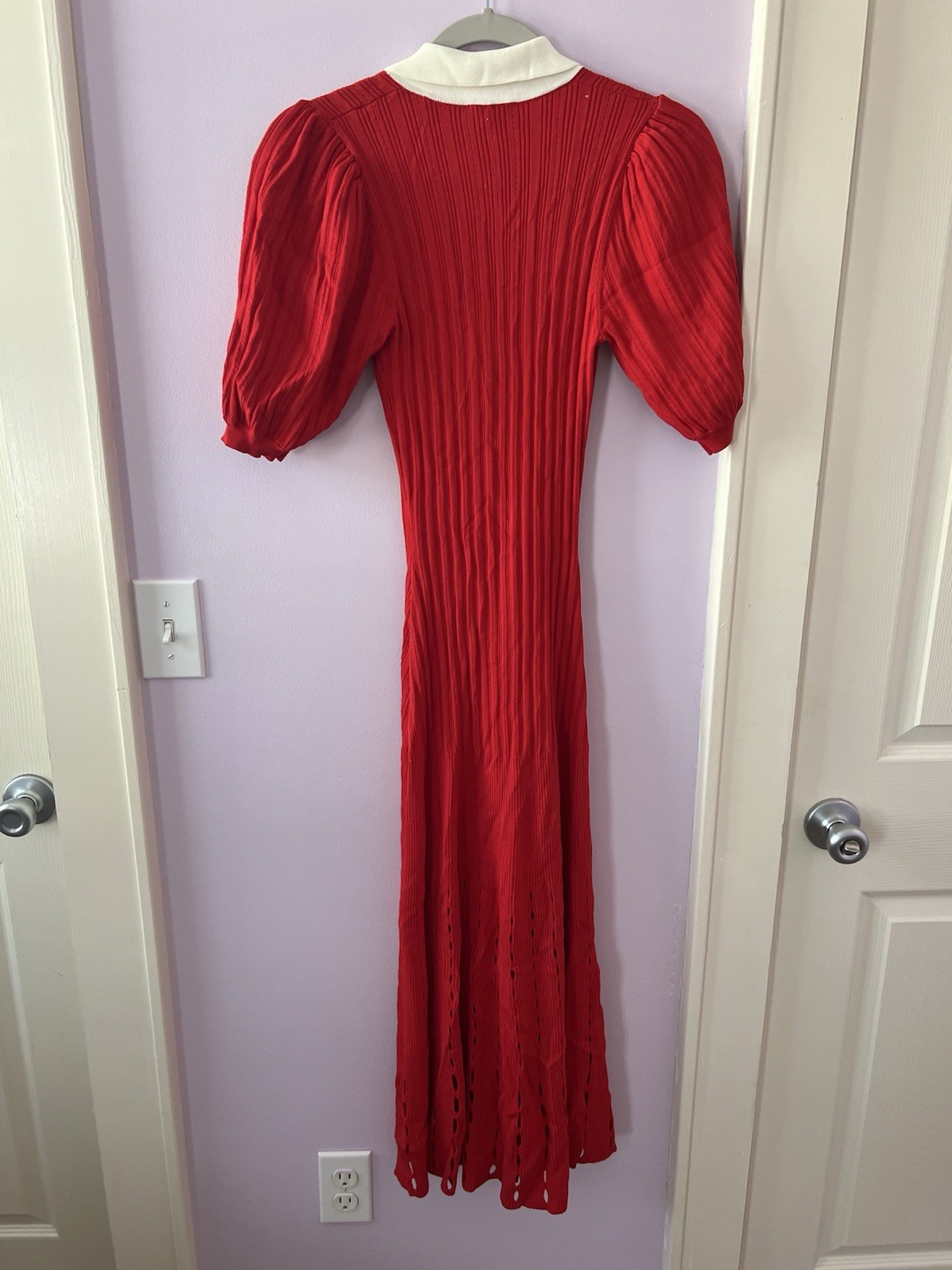 NWT SANDRO V-neck A-line Dress Single Breasted Short Sleeve Maxi Dress for Women