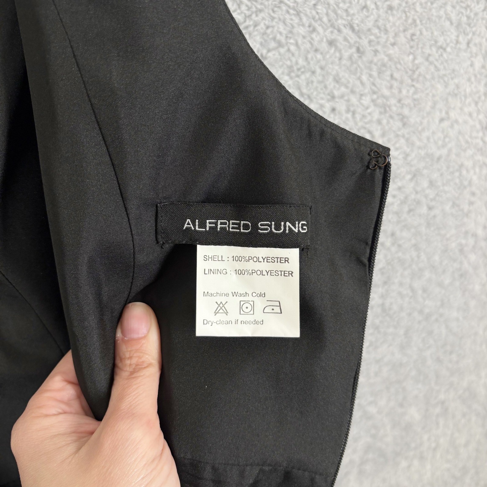 NEW Alfred Sung Bateau Neck Satin High Low Cocktail Dress Size 12 Black Formal