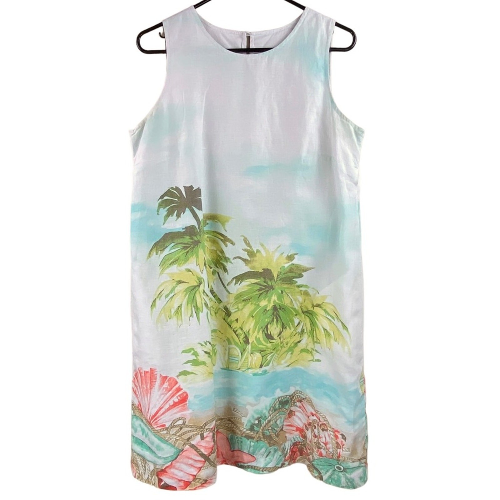 J. Jill Love Linen 100% Linen Sleeveless Shift Dress Size M Petite Beach Resort