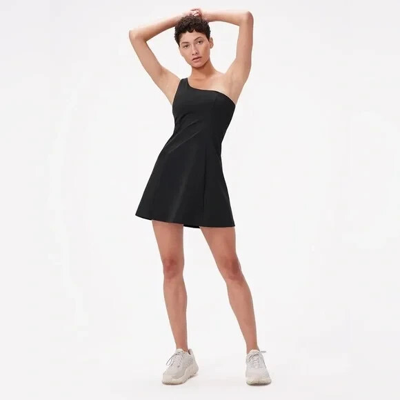 Outdoor Voices One Shoulder Dress Black