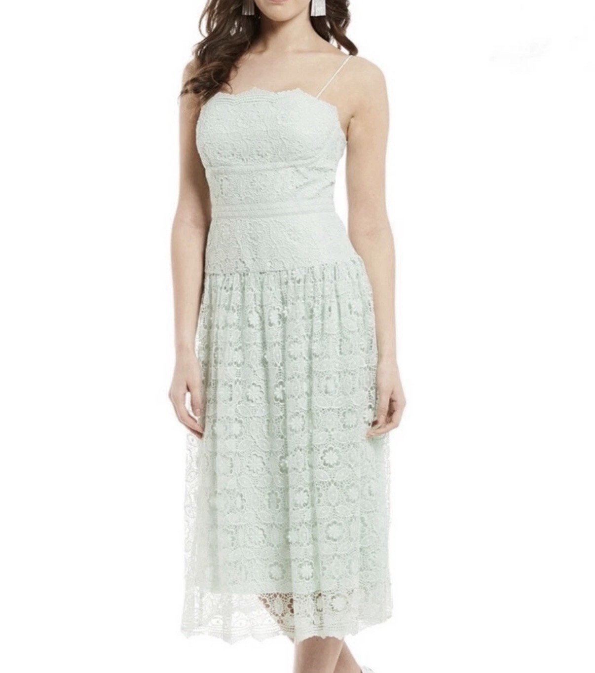 NWT Gianni Bini Jillian Mint Green Lace Overlay Dress Size 6 Spaghetti Strap
