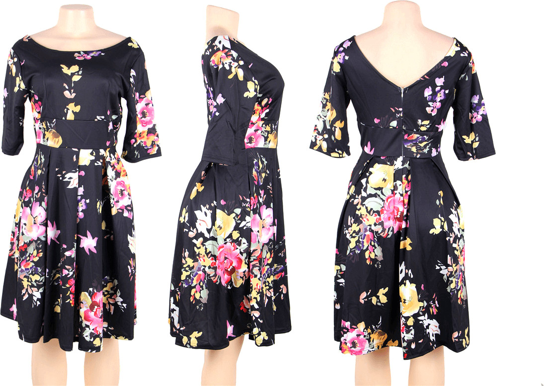 Suzanjas Multicoloured Floral Summer Dress in Yellow to Red Beautiful Fitted Size M