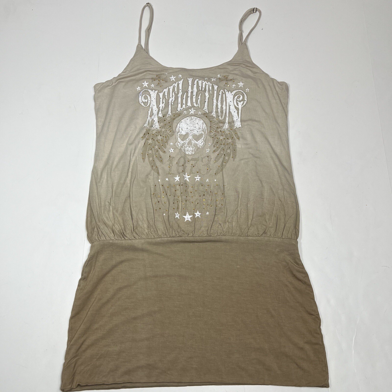 NWT AFFLICTION AMERICAN CUSTOMS Black premium Adjustable Straps Dress Studded L