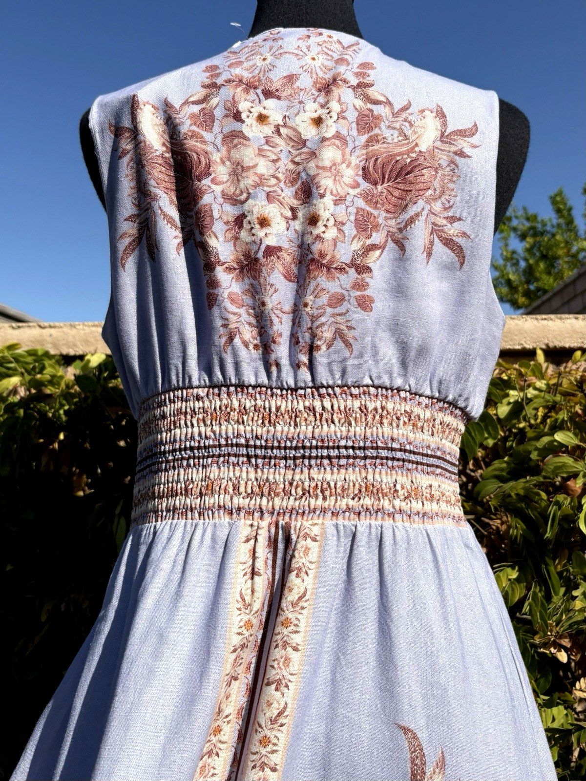 Caroline Constas M Lavender/ floral print sleeveless linen Blend Maxi Dress-NWT