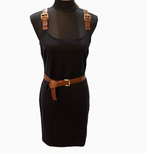 Michael kors Navy Belted Dress w/Buckle Detail on Shoulder & Removable Belt (S )