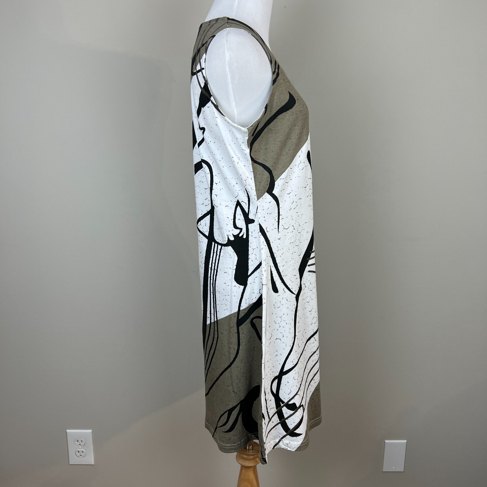Parsley & Sage Dress Womens Small Printed Mini A-Line Sleeveless Black White New