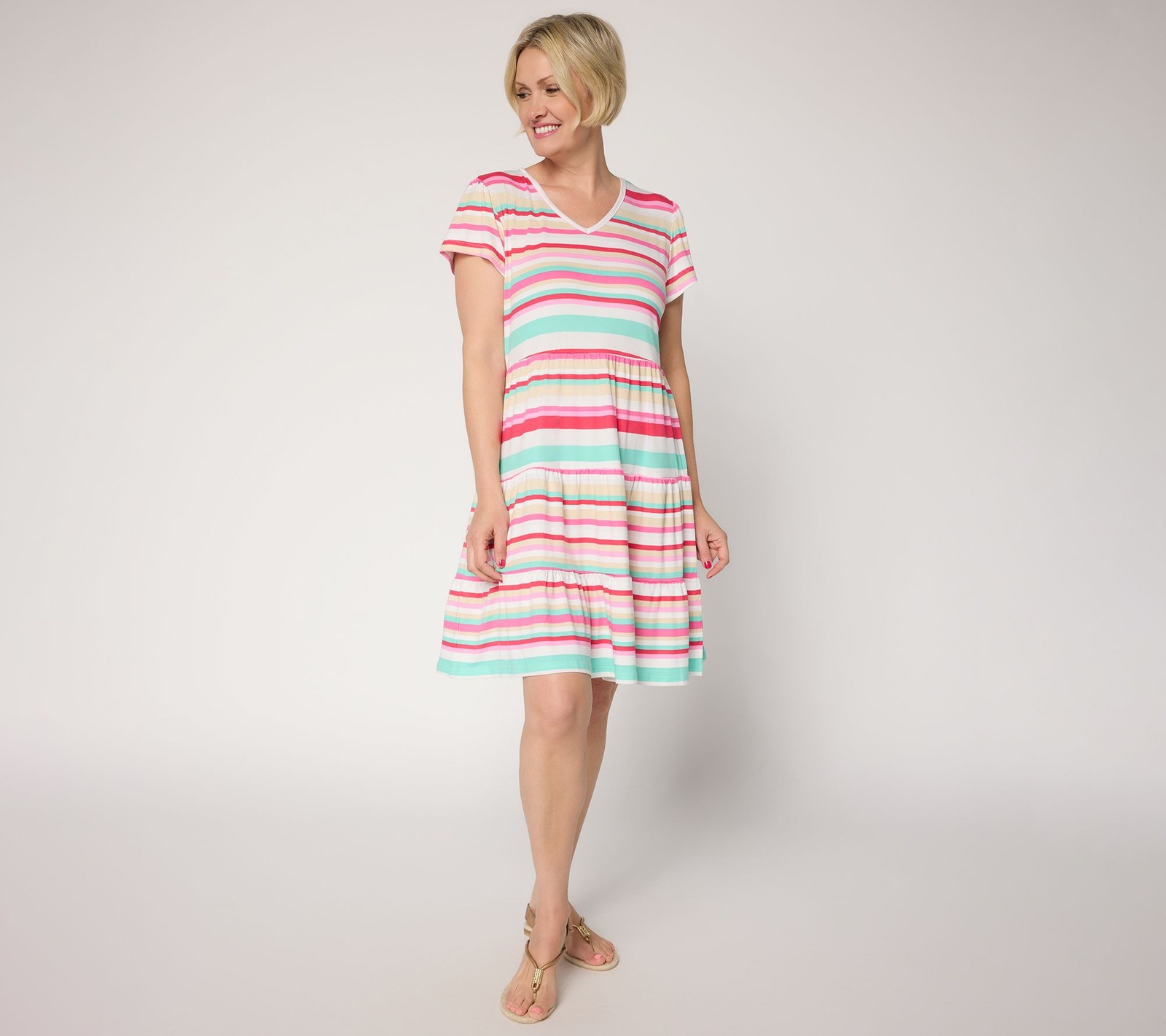 MUK LUKS Cloud Knit Ruffle Detail Dress Island Palm New
