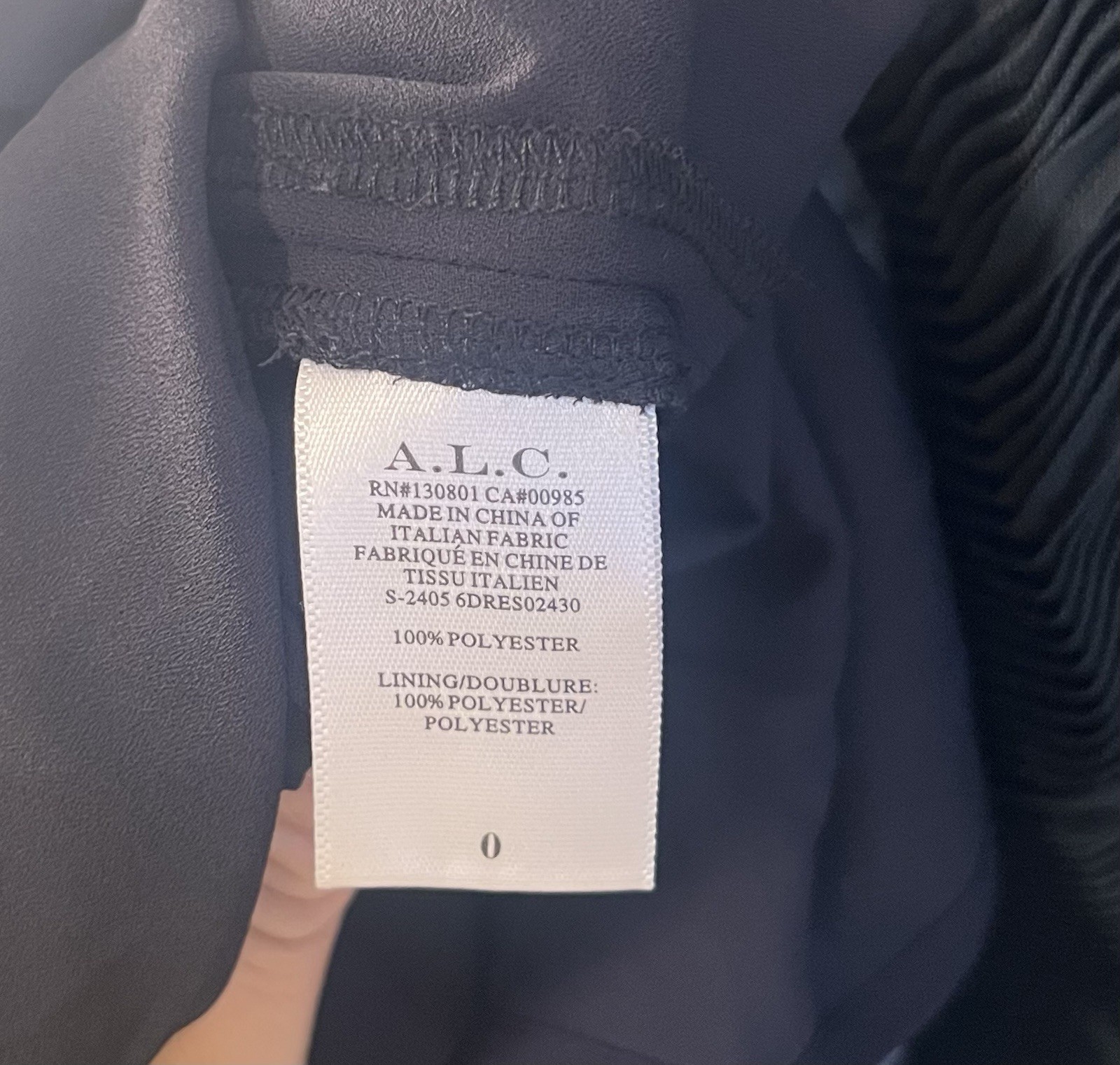 A.L.C. Black Pleated V-Neck Cross Strap Striped Maxi Dress Polyester Size 0