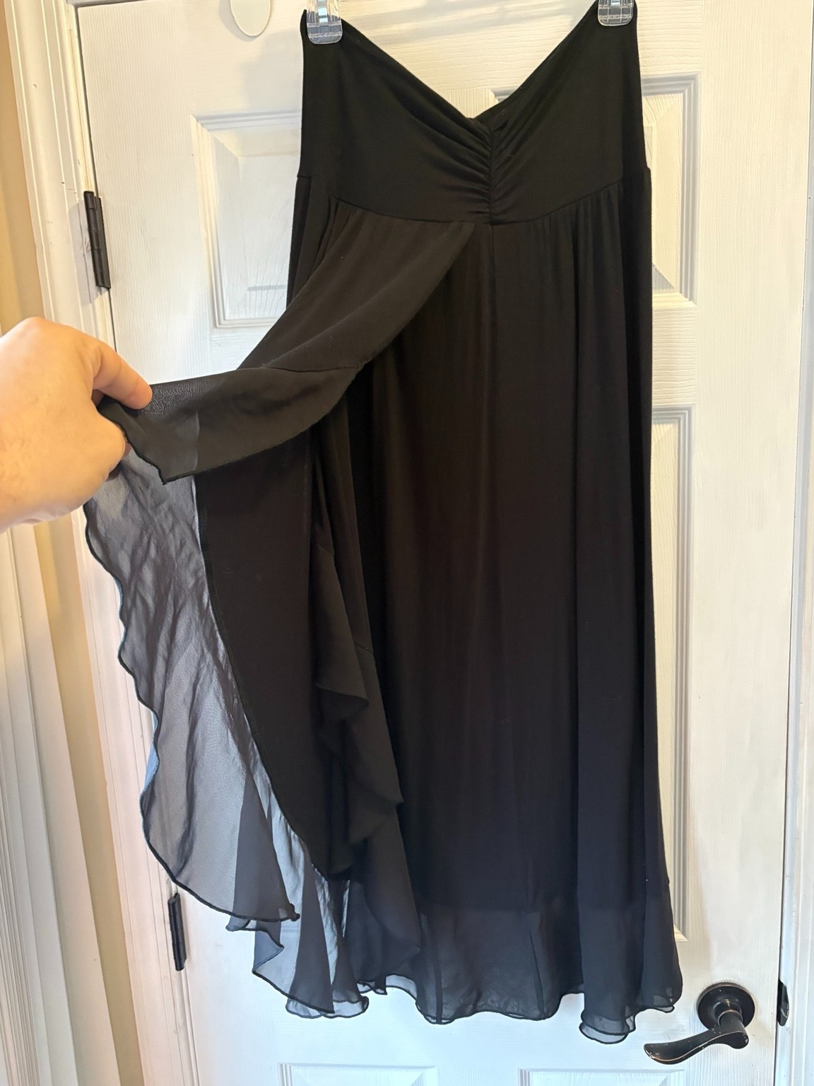 Apt. 9 Women’s L Black Asymmetrical Maxi Dress-skirt Chiffon Ruffle High Low